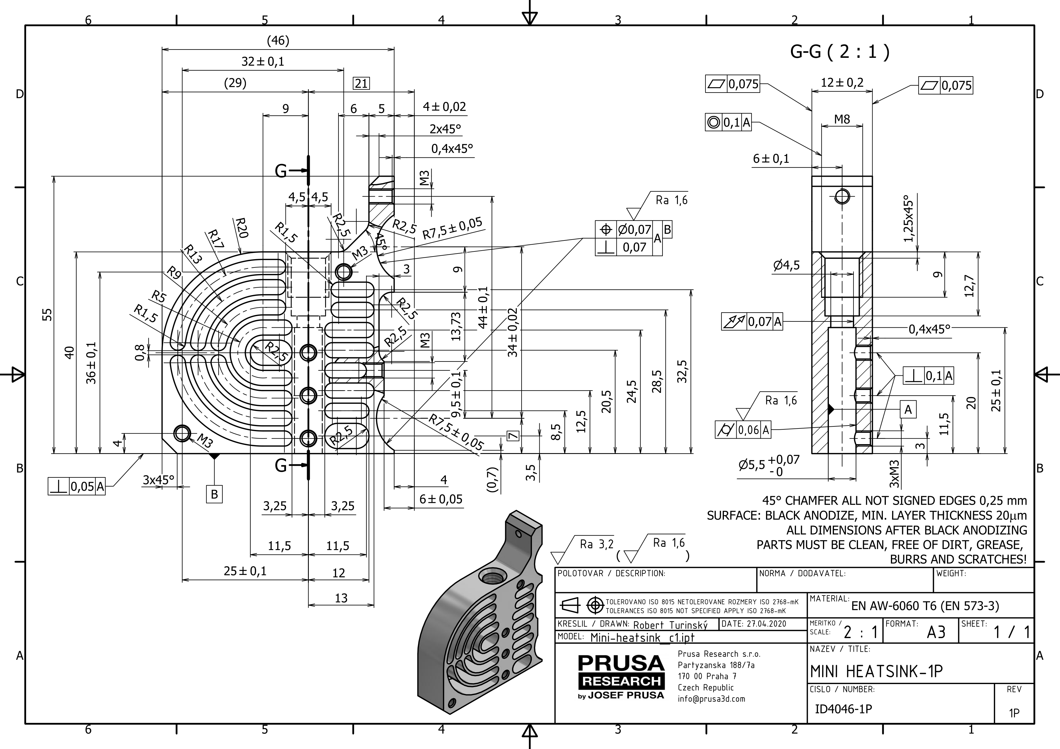 Prusa MINI 散热片零件图整页